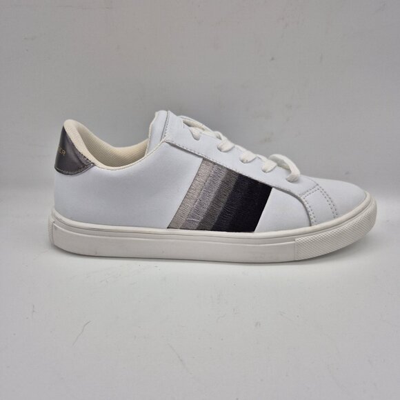 Kurt Geiger London Boy Sneakers Size 1 White Gray Black Stripes Leather (321) - Picture 5 of 8